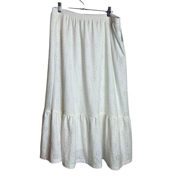 NWT Kasper White eyelet maxi Skirt size Large - Picture 1 of 6